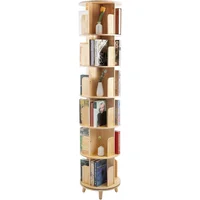 Estantería Giratoria de 6 Niveles de Madera Natural para Almacenamiento Vertical