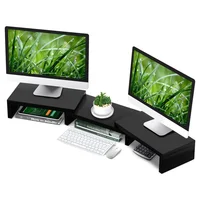 Soporte De Monitor Doble Ajustable Con Organizador De Escritorio