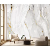 Papel Pintado De Mármol Blanco Con Detalles Dorados Para Baño Y Paredes