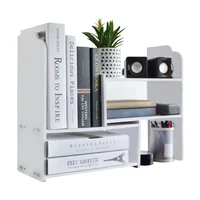Librero De Escritorio Blanco Con Tres Estantes Ajustables Para Organización