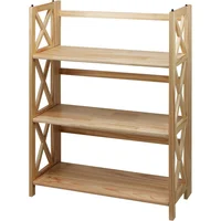 Estantería Plegable de 3 Estantes en Madera Natural para Organización Funcional