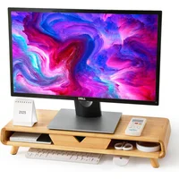 Soporte de Monitor de Bambú Homerays con Cajón Sin Ensamblar Carpa