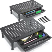 Soporte De Monitor Con Cajón Organizador Metálico Ergonómico Paquete De Dos