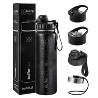 Termo Botella Agua Termica Buffer Acero Inoxidable +4 Tapas