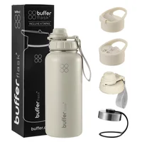 Termo Botella Agua Termica Inoxidable Buffer + 4 Tapas