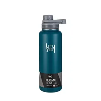 Termo Dark Blue 1180 ml Tapa Pitillo Térmico de Acero Inoxidable 18/8, para Uso Alimentario, Conserva la Temperatura por Horas (Caliente 6 Horas/Frío 6 Horas) Doble Pared Aislada al Vacío, Libre de BPA