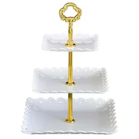 Bandeja Ceramica Bordada 3 Pisos Cuadrada