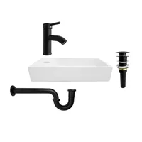 Combo Lavamanos Rectangular + Griferia Mezclador Negro C811