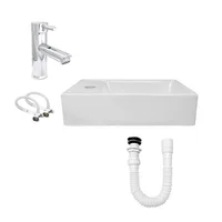 Combo Lavamanos Pequeño Rectangular +grifería Mezclador C832