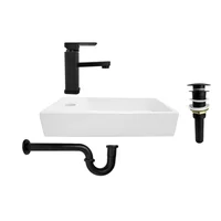 Combo Lavamanos Rectangular + Griferia Mezclador Negro C817