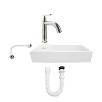 Combo Lavamanos Pequeño Rectangular +grifería Agua Fría C831