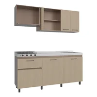 Cocina Integral 1.80 Metros Preston Ambar+Cartagena Incluye Mesón Poceta Derecha con 4 Fogones a Gas Just Home Collection