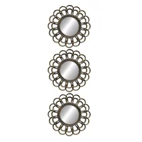 Set de 3 Espejos Flor Loto 25x25 cm Bronce Verona