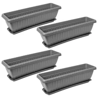 Set X4 Matera Rectangular Con Plato 45Cm Para Jardín Y Hogar