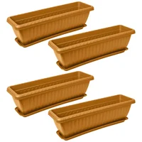 Set X4 Matera Rectangular Con Plato 45Cm Para Jardín Y Hogar