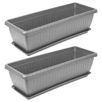 Set X2 Matera Rectangular Con Plato 55Cm Para Jardín Y Hogar