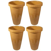 Set X4 Matera Alta 28L Con Diseño Plantas Grandes Y Jardín