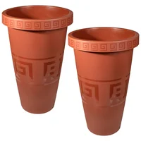 Set X2 Matera Alta 28L Con Diseño Plantas Grandes Y Jardín