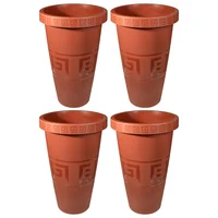 Set X4 Matera Alta 28L Con Diseño Plantas Grandes Y Jardín
