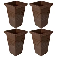 Set X4 Matera Cuadrada 13L Relieve Geométrico Moderna Decorativa