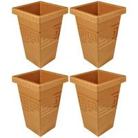 Set X4 Matera Cuadrada 13L Relieve Geométrico Moderna Decorativa