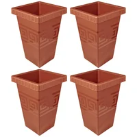 Set X4 Matera Cuadrada 13L Relieve Geométrico Moderna Decorativa