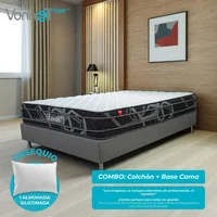 Combo Colchón Semidoble Resortado Pl X-s25 Plus + Base Cama 120x190 cm