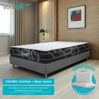 Combo Colchón Doble Resortado Pl X-s25 Plus + Base Cama 140x190 cm