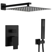 Kit Ducha 25cm + Monocontrol Salida a Tina+teleducha Negro Mate