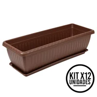 Matera Rectangular con Plato 55cm para Jardín y Hogar Set X 12 Unidades