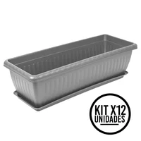 Matera Rectangular con Plato 55cm para Jardín y Hogar Set X 12 Unidades