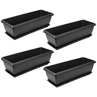 Matera Rectangular con Plato 55cm para Jardín y Hogar Set X 4 Unidades