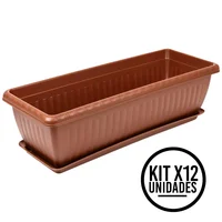 Matera Rectangular con Plato 55cm para Jardín y Hogar Set X 12 Unidades