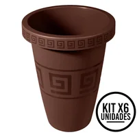 Matera Alta Redonda 19.5l para Plantas Grandes Jardín O Interior Set X 6 Unidades