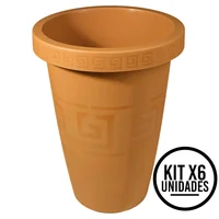 Matera Alta Redonda 19.5l para Plantas Grandes Jardín O Interior Set X 6 Unidades