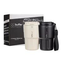 Termo Mug Cafe Bebidas Clientes Set X2 400 ml Buffer Acero