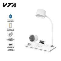 Lámpara 4en1 Parlante + Cargador + Luz + Reloj Alarma 5w