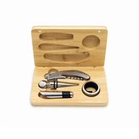 Estuche Con Accesorios Vino Madera Rectangular