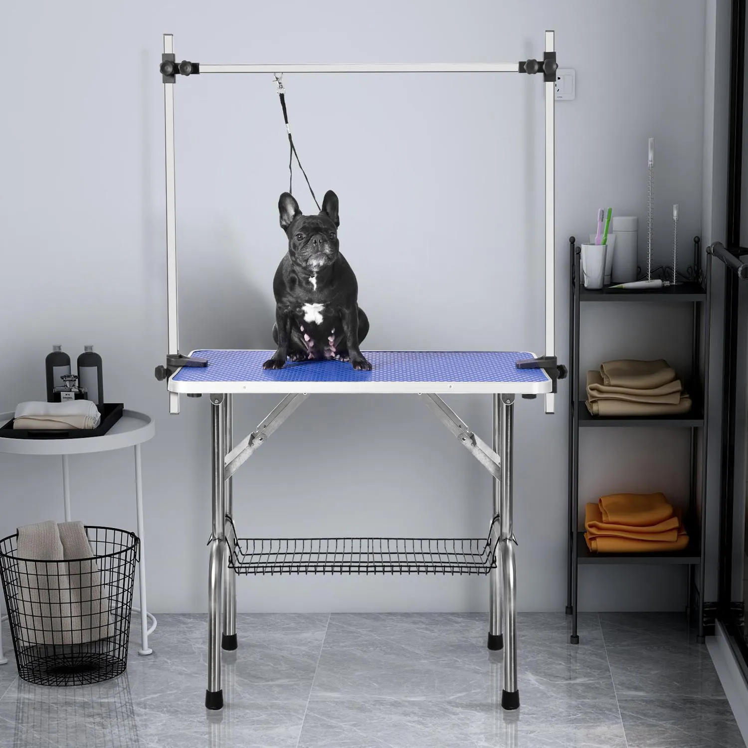 Mesa De Grooming Plegable Para Mascotas En Acero Inoxidable Resistente 7