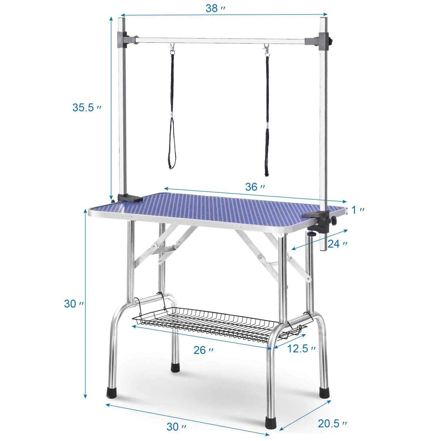 Mesa De Grooming Plegable Para Mascotas En Acero Inoxidable Resistente 8