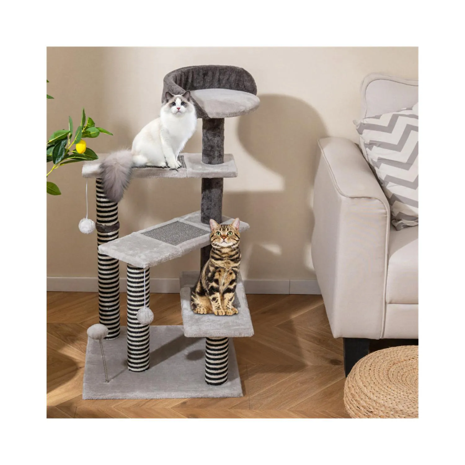 Escaleras para Gatos 37 con Rascadores y Juguetes de 3 Niveles 7