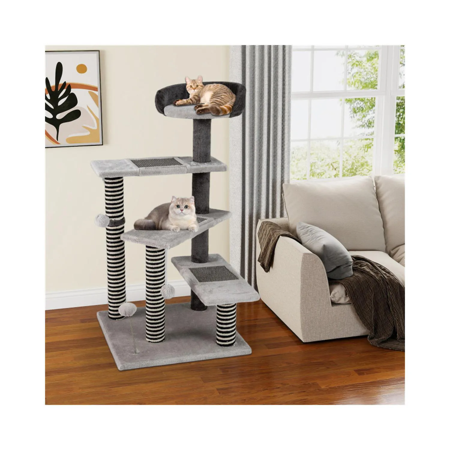 Escaleras para Gatos 37 con Rascadores y Juguetes de 3 Niveles 10
