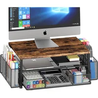 Soporte Para Monitor OPNICE Con Organizador De Escritorio De Dos Niveles Color Marrón