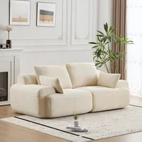 Sofá Modular de Pana con Espuma Viscoelástica y Asiento Extra Profundo Beige
