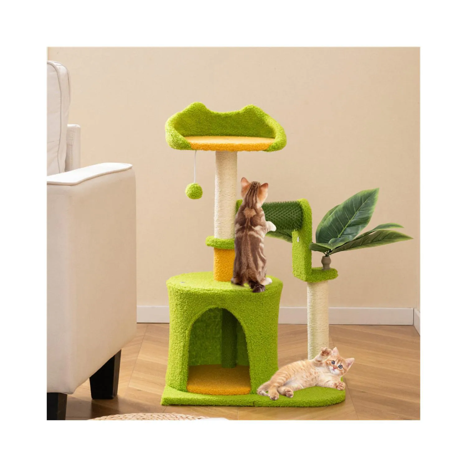 Gimnasio para Gatos con Diseño de Palmera y Estación de Autocuidado 3