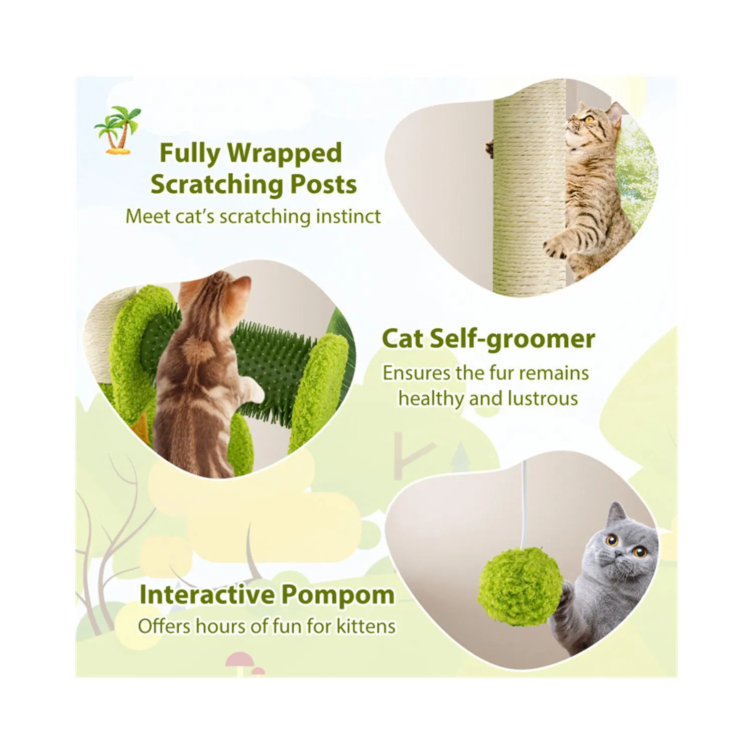 Gimnasio para Gatos con Diseño de Palmera y Estación de Autocuidado 5