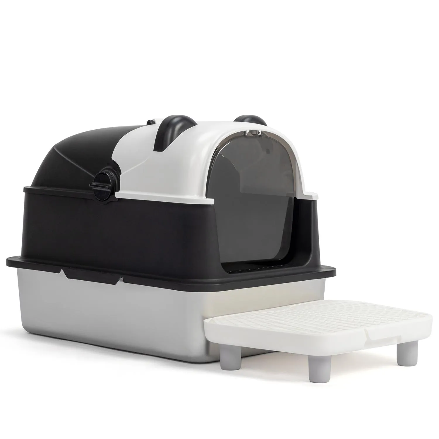 Arenero para Gatos Diseño Panda con Bordes Altos Extralarge con Pedal Filtrante y Pala