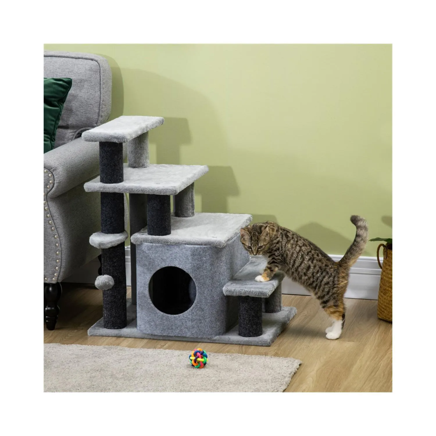 Gimnasio para Gatos con Condominio Elevado y Niveles Ajustables de Apoyo 7