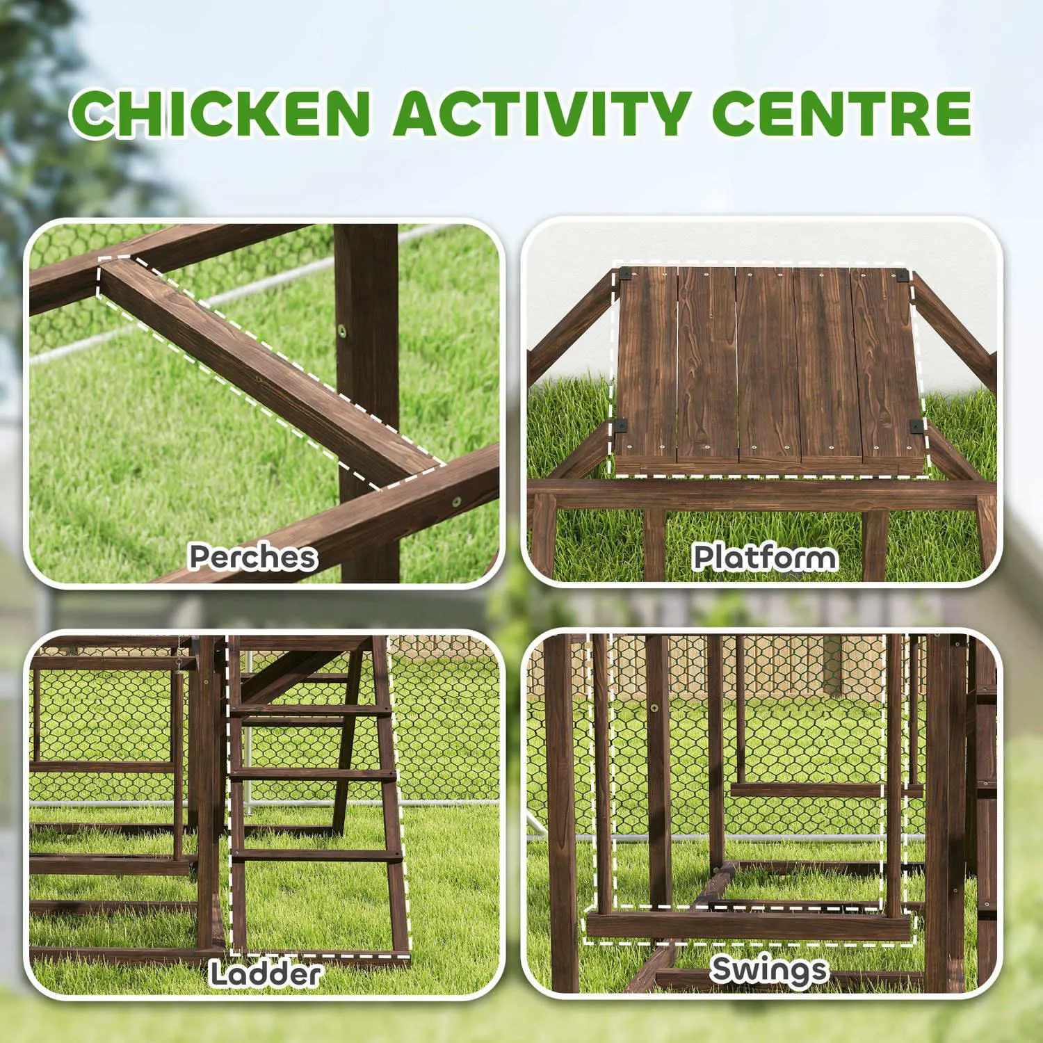 Set De Juego De Madera De Pollo Actividad Marca XYZ Carpa Color Natural 50x50x50 cm