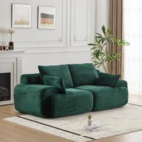 Sofá Modular de Pana con Espuma Viscoelástica y Asiento Extra Profundo Verde